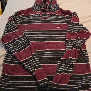 Vans Red and Black V-Neck Long Sleeve Shirt